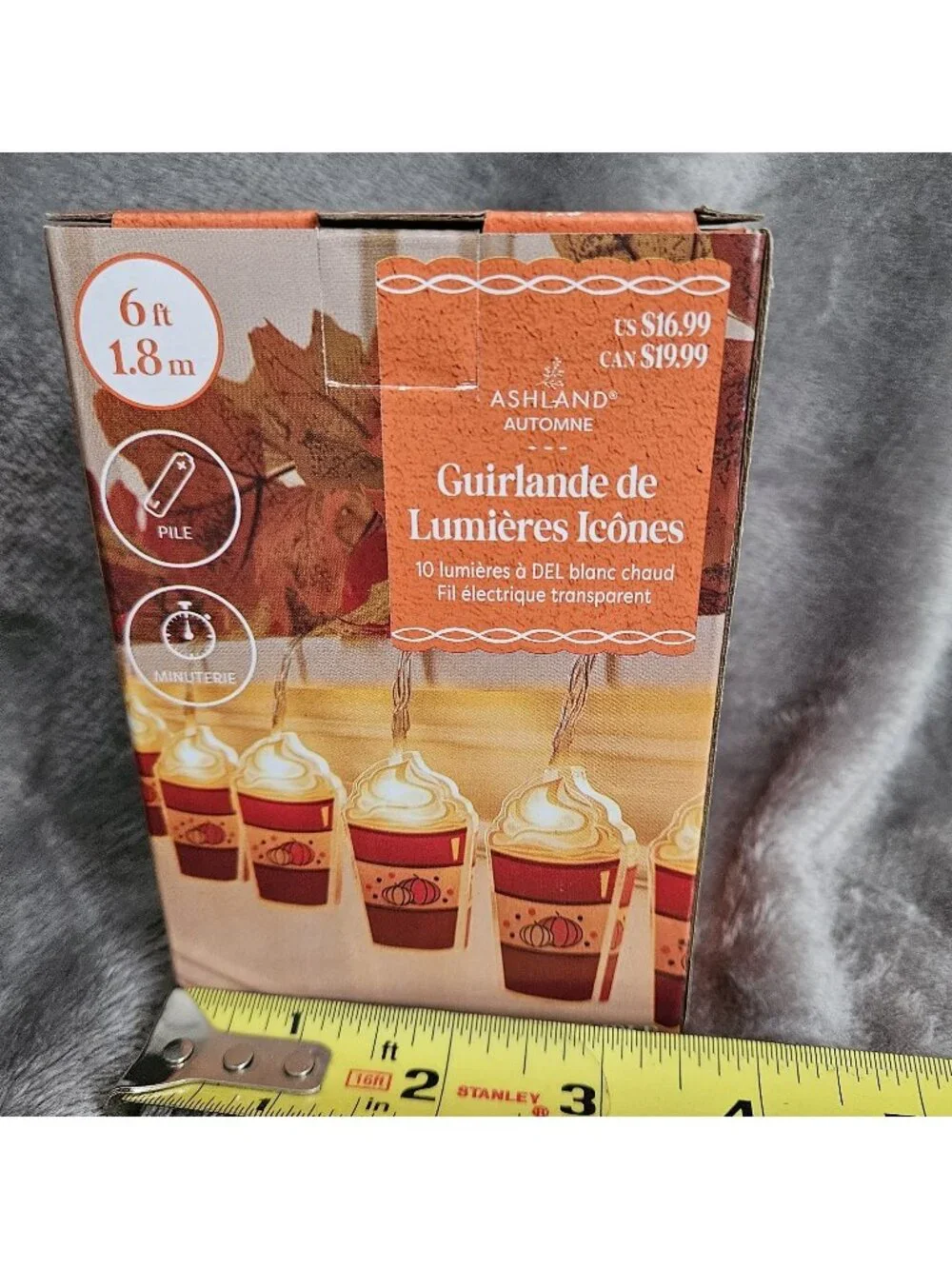 Mini LED String Lights Pumpkin Spice Latte 6ft Crafting Fall Autumn Halloween